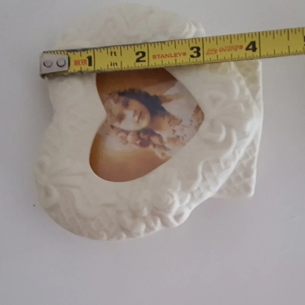 Heart Picture Frame Unglazed Embossed Ceramic 4.5W x 4
